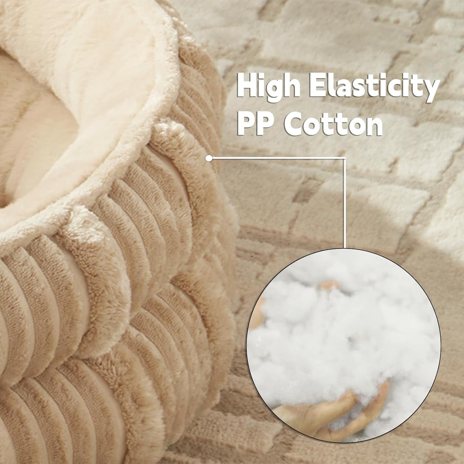 Cat Beds for Indoor Cats,Kitten Bed,Dog Bed for Extra Small Dogs Breeds,Puppy Kennel Bed, Comfy Durable Pet Sleeping Bed, Washable Roun Cat Beds & Non-Slip Bottom, Beige 18" L X 18" W X 7" Th