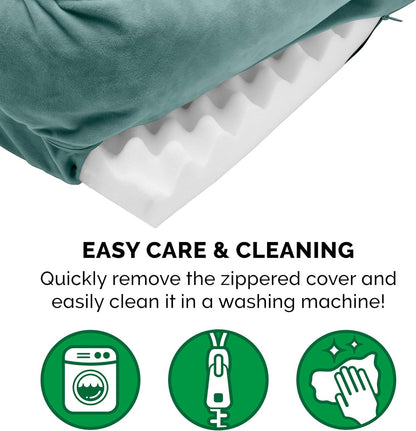 Orthopedic Dog Bed for Small Dogs W/ Removable Bolsters & Washable Cover, for Dogs up to 20 Lbs - Plush & Velvet Waves Perfect Comfort Sofa - Celadon Green, Small